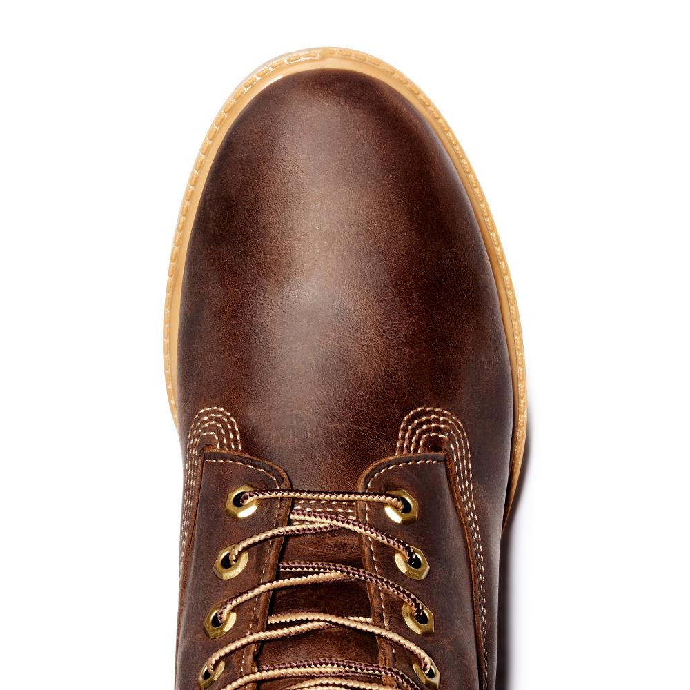 Brown leather boots timberland best sale