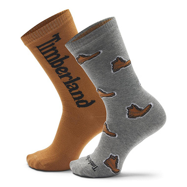2 Pair Over Print Crew Sock