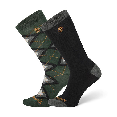 2 Pair Argyle and Solid Crew Sock